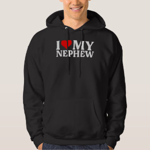 Veste À Capuche J'Aime Mon Nephew, Je Coeur Rouge Mon Nephew