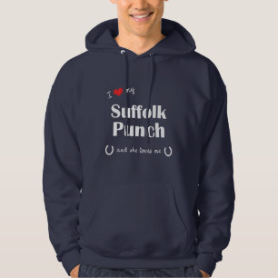 Veste À Capuche J'aime mon poinçon du Suffolk (le cheval femelle)