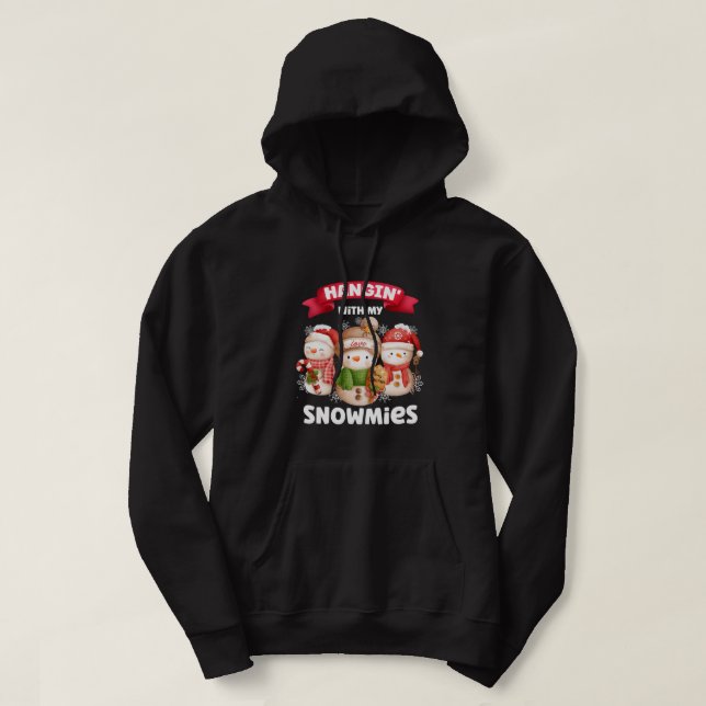 Veste À Capuche Je Passe Avec Mes Neiges Trois Snowman Christmas P (Design devant)