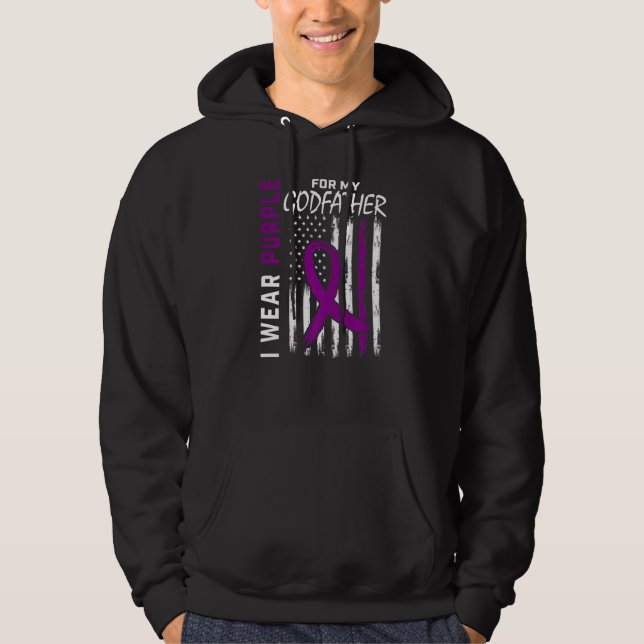 Veste À Capuche Je Porte Du Violet Pour Mon Parrain Sensibilisatio (Devant)