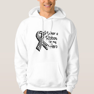 Veste À Capuche Je porte un ruban de zèbre pour mon héros