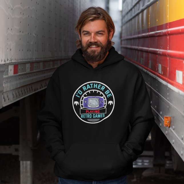 Veste À Capuche Je Préférerais Jouer À Des Jeux Rétro Portables (Créateur téléchargé)