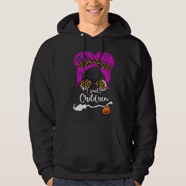 Veste À Capuche Je Sens Enfants Messy Bun Enseignant Vie Halloween (Devant)
