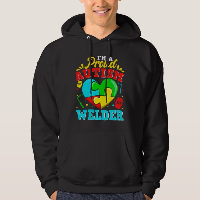 Veste À Capuche Je Suis Fier Autisme Souder Puzzle Coeur Autiste S (Devant)