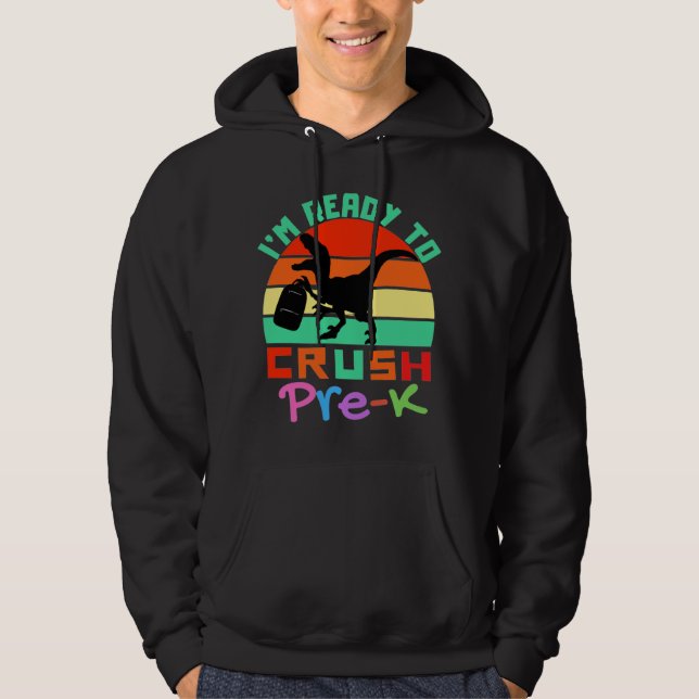 VESTE À CAPUCHE JE SUIS PRÊT À CRUSTER PRE-K - DINOSAUR COOL (Devant)