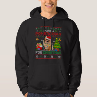 Veste À Capuche je veux un chandail poméranien de noël chien xmas