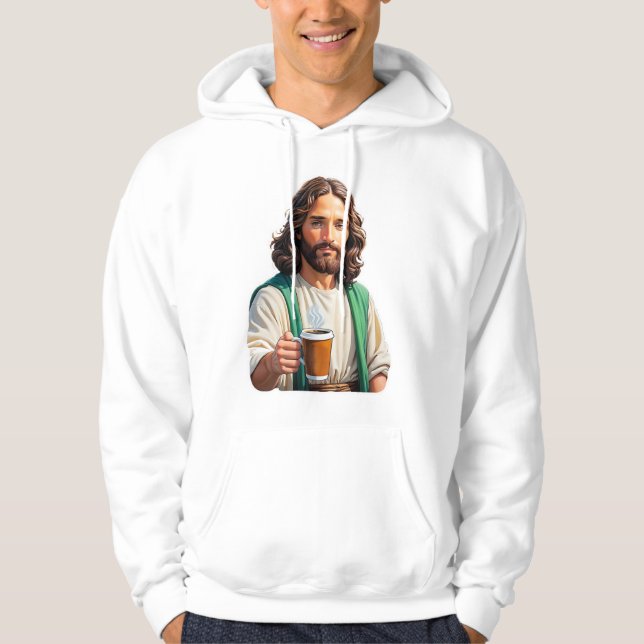 Veste À Capuche Jésus aime le café (Devant)