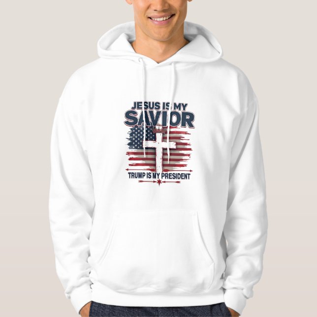 Veste À Capuche Jésus est mon sauveur Trump est mon président drôl (Devant)