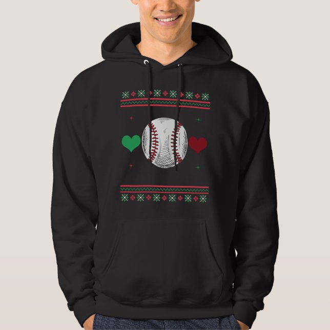 Veste À Capuche Jeu de Noël moche de baseball (Devant)