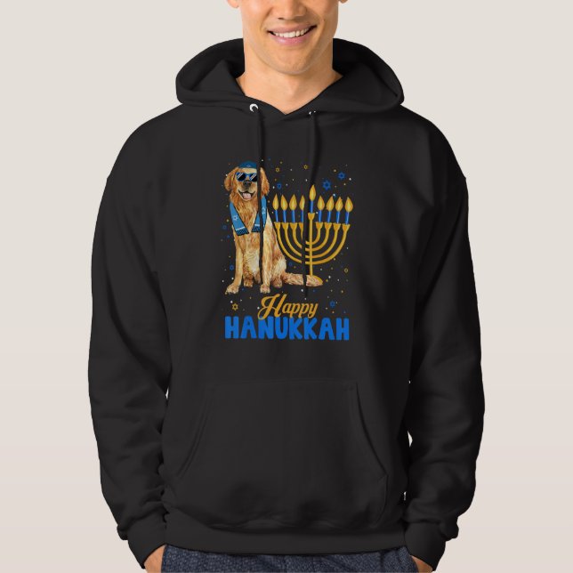 Veste À Capuche Jewish Golden Retriever Dog Menorah Happy Hanukkah (Devant)