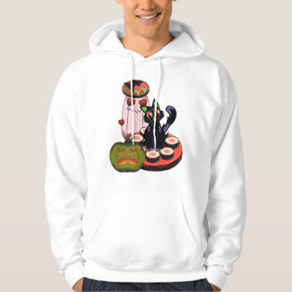 Veste À Capuche Joli chat noir d'Halloween assis sur des sushis