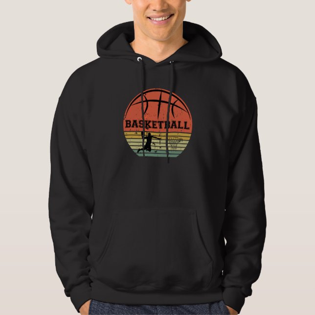 Veste À Capuche Joueur de basket-ball slunk coucher de soleil rétr (Devant)