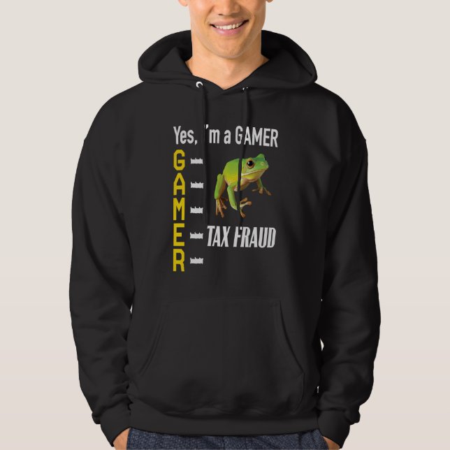 Veste À Capuche Joueur mème Commettre Fraude Fiscale Grenouille Bi (Devant)