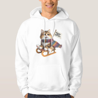 Veste À Capuche Jour de neige avec un chaton duveteux sur un traîn