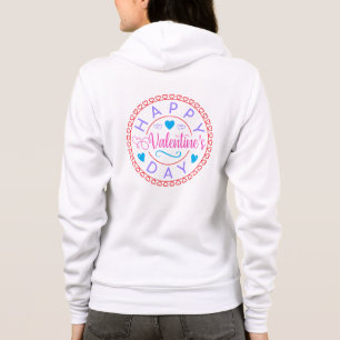 Veste À Capuche Joyeuse Saint-Valentin Texte Avec Roses Cadre-2324