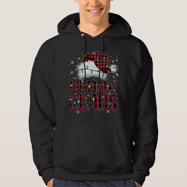 Veste À Capuche Joyeux Buffalo de Noël Plaid Red Santa Hat Memaw (Devant)