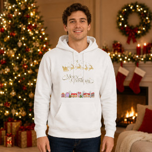 Veste À Capuche Joyeux Noël Élégant Traîneau du Père Noël Hommes B