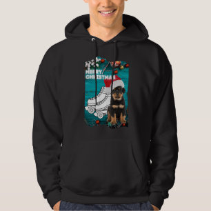 Veste À Capuche Joyeux Noël Rottweiler Puppy avec Roller Skate