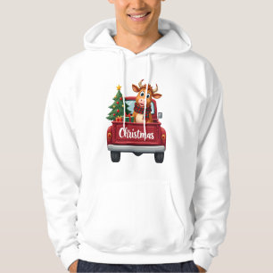 Veste À Capuche Joyeux Noël Vache Highland Sapin de Noël Rouge Tr