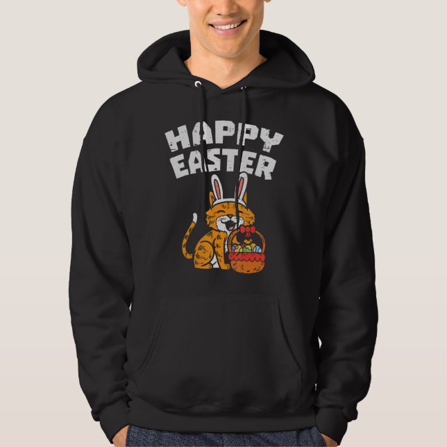 Veste À Capuche Joyeux Pâques Chat Poubelle Oeufs Panier Kitten Ho (Devant)