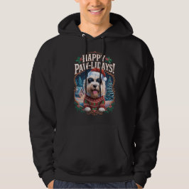 Veste À Capuche Joyeux Pawlidays Old anglais Sheepdog Joyeux Noël