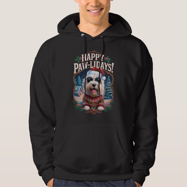 Veste À Capuche Joyeux Pawlidays Old anglais Sheepdog Joyeux Noël (Devant)
