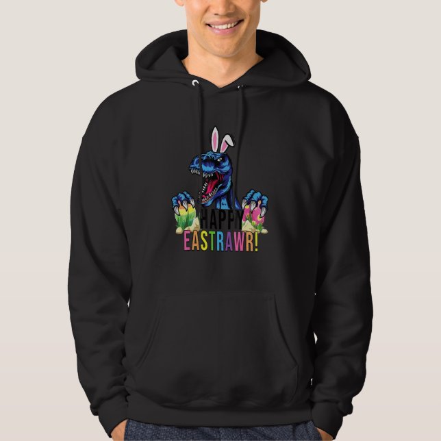 Veste À Capuche Joyeux Rex Dinosaure Jour de Pâques Boeuf Boeuf B (Devant)
