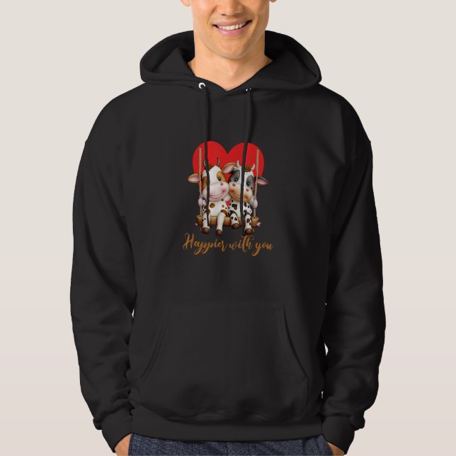 Veste À Capuche Joyful Duo Happier With You Cow Couple (Devant)