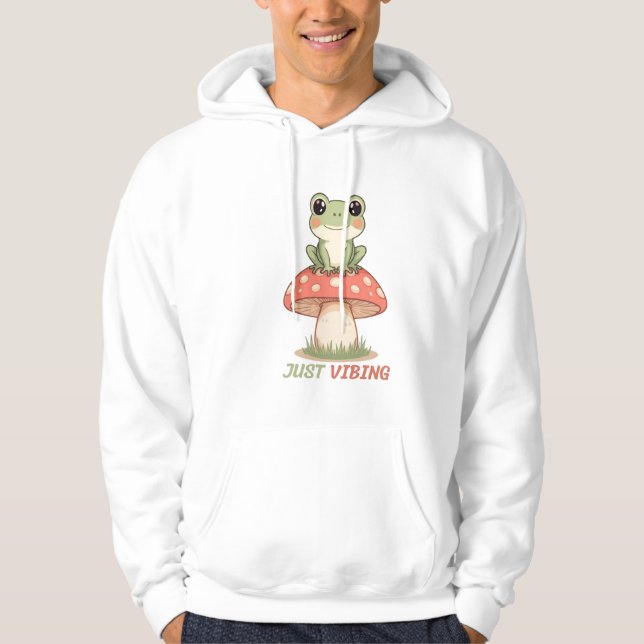 Veste À Capuche Just Vibing Frog Mushroom T-Shirt (Devant)