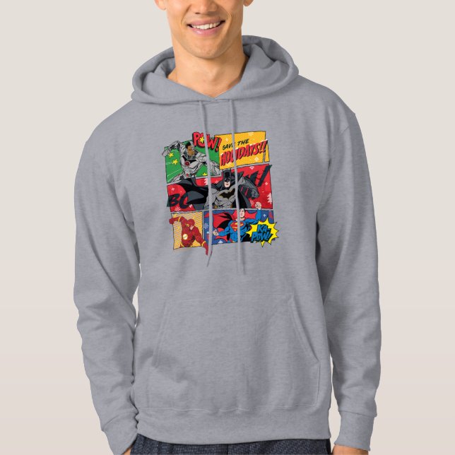 Veste À Capuche Justice League "Sauvez les fêtes !" (Devant)