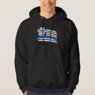 Veste À Capuche K9 Mince Ligne Bleue Paw American Flag Police Chie