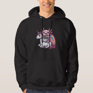 Veste À Capuche Kawaii Axolotl Eating Ramen Noodles Unicorn
