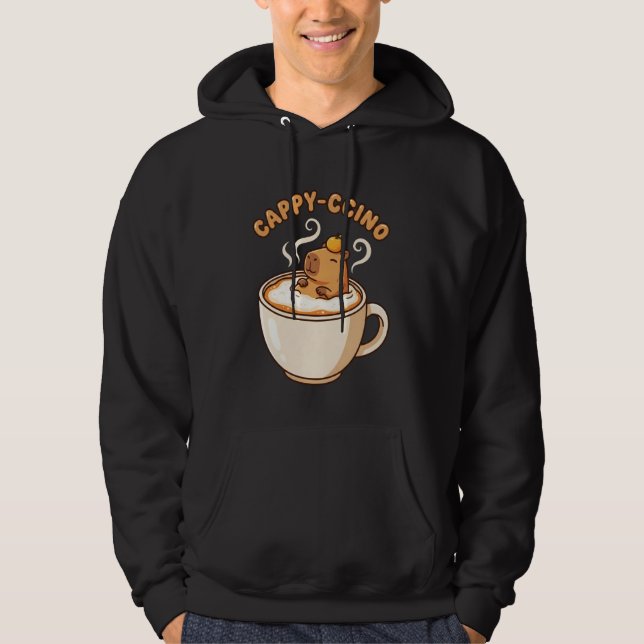 Veste À Capuche Kawaii Capybara Cappuccino Tee Cappy-ccino Coffee  (Devant)