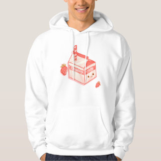 Veste À Capuche Kawaii Strawberry Milk Carton - Cute Aesthetic Art