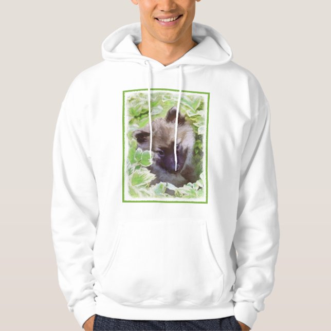 Veste À Capuche Keeshond Puppy in the Garden Peinture Art original (Devant)