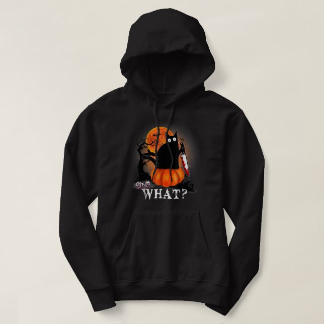 Veste À Capuche Killer Halloween Scary Moon Black Cat With Knife P (Design devant)