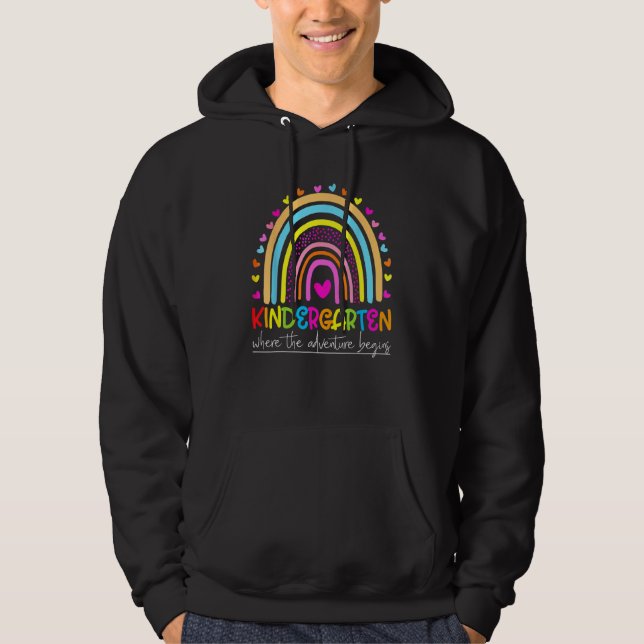Veste À Capuche Kindergarten Rainbow Teacher Welcome Back To Schoo (Devant)
