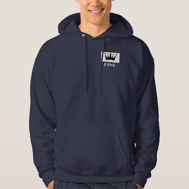 Veste À Capuche King Custom Text Crown Image Sweatshirt bleu marin (Devant)