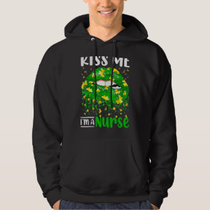 Veste À Capuche Kiss Me I M A Nurse St Patrick S Day Lip Funny Cl