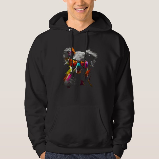 Veste À Capuche Koala Sunglasses Colourful Animal Motif Koala (Devant)