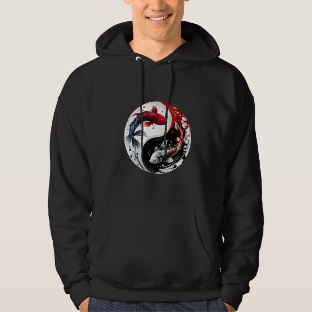 Veste À Capuche Koi Fish, Ying Yang Symbolique (Devant)