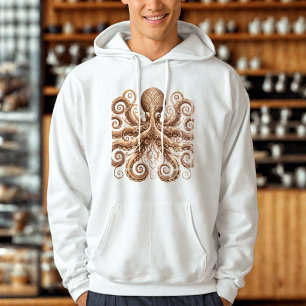 Veste À Capuche Kraken Steampunk Octopus Ornate Or Blanc