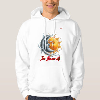 Veste À Capuche La Lune et le Soleil dansant ensemble sur un Blanc