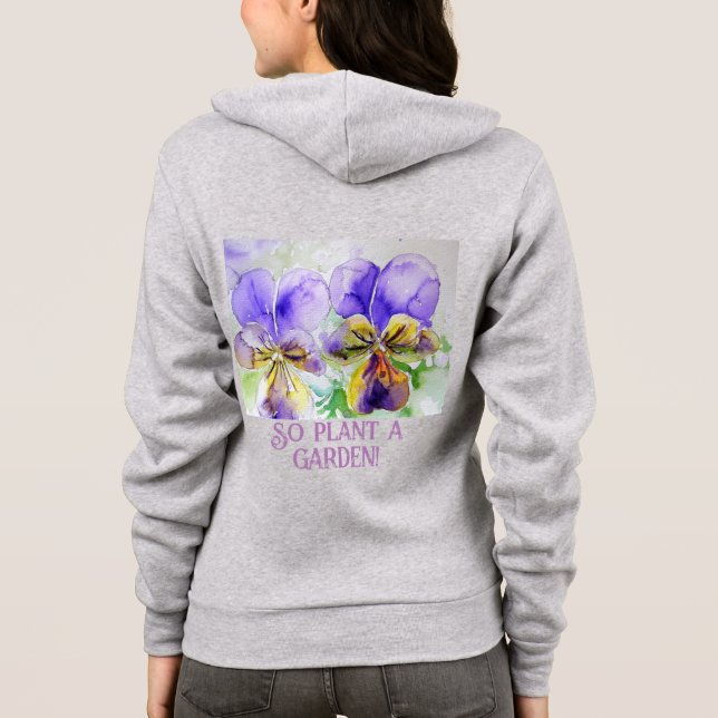 Veste À Capuche La Terre Rire Dans Les Fleurs Aquarelle Viola Lily (Dos)