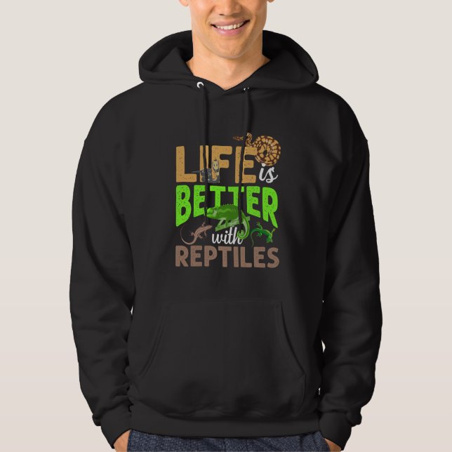 Veste À Capuche La vie est meilleure avec les reptiles Gecko Chame (Devant)