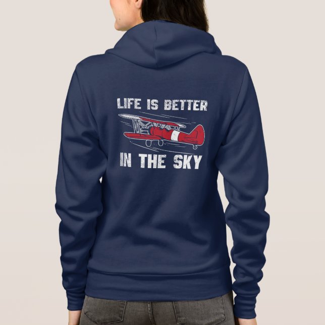 Veste À Capuche La vie est meilleure dans le ciel Avion Pilote (Dos)