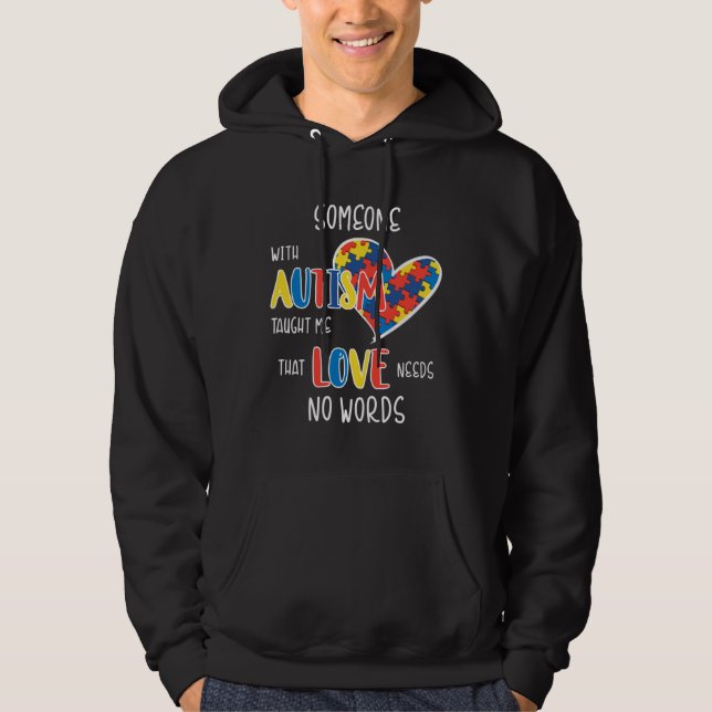 Veste À Capuche L'Amour De L'Autisme N'A Pas Besoin De Mots (Devant)