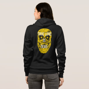 Veste À Capuche L'Amour Vrai Est Mort, Gros Crâne Jaune