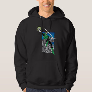 Veste À Capuche Lanterne verte avec l'arrière - plan de ville