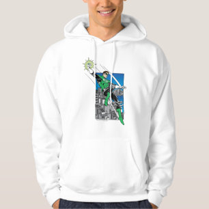Veste À Capuche Lanterne verte avec l'arrière - plan de ville